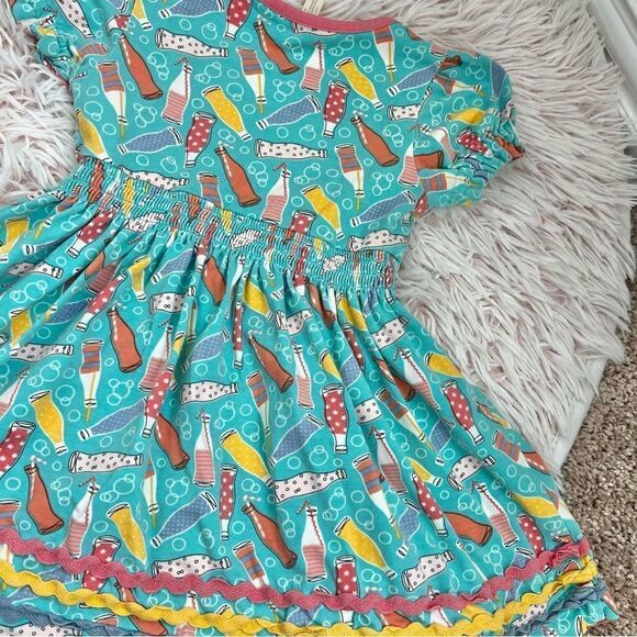 Matilda Jane Wonderment Soda Pop Turquoise Pink Yellow Ric Rac Dress Girls Sz 2 - Picture 10 of 10